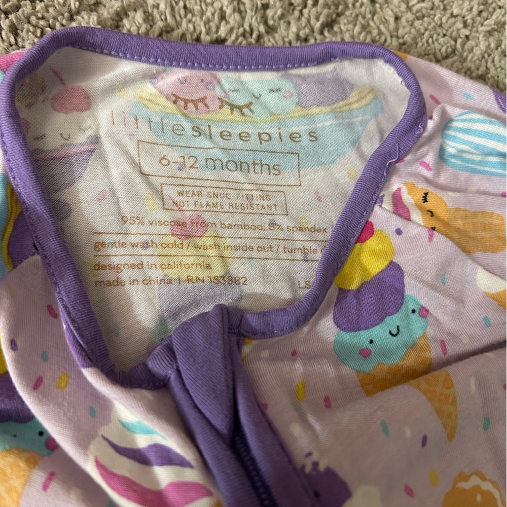 Little Sleepies Purple Ice Cream Zippy - Picture 3 of 6